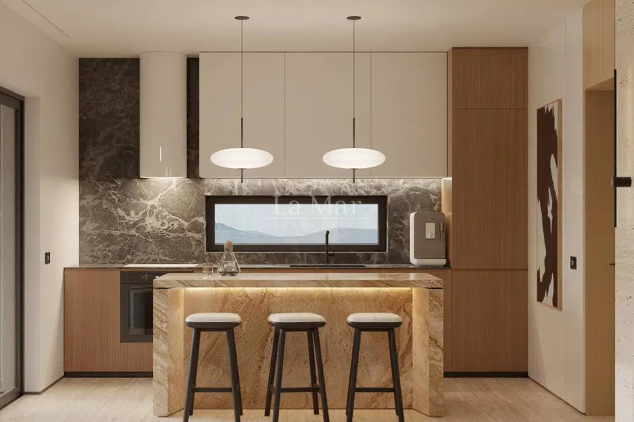 VODICE- TOP pogled- Luksuzni trosobni penthouse sa krovnom terasom, GPM i VPM te spremištem